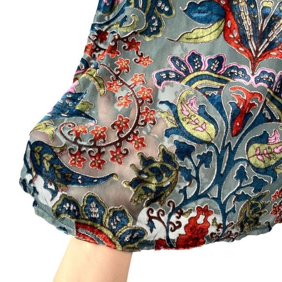 ADORE burnt crushed velvet floral tunic top Size M boho artsy - Picture 5 of 8